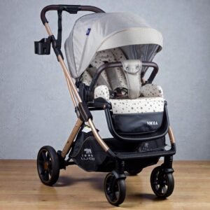 Home sena baby stroller, luxury carriage with umbrella and leather cover from lucid baby, model – lc1 black