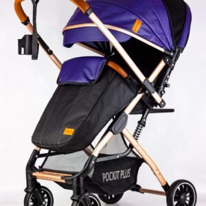 POCKIT PLUS – سترولر بيبى هاندل فاخره مزوده بمظله من الجلد وكفر للبيبى من لوسيد لون أزرق – موديل