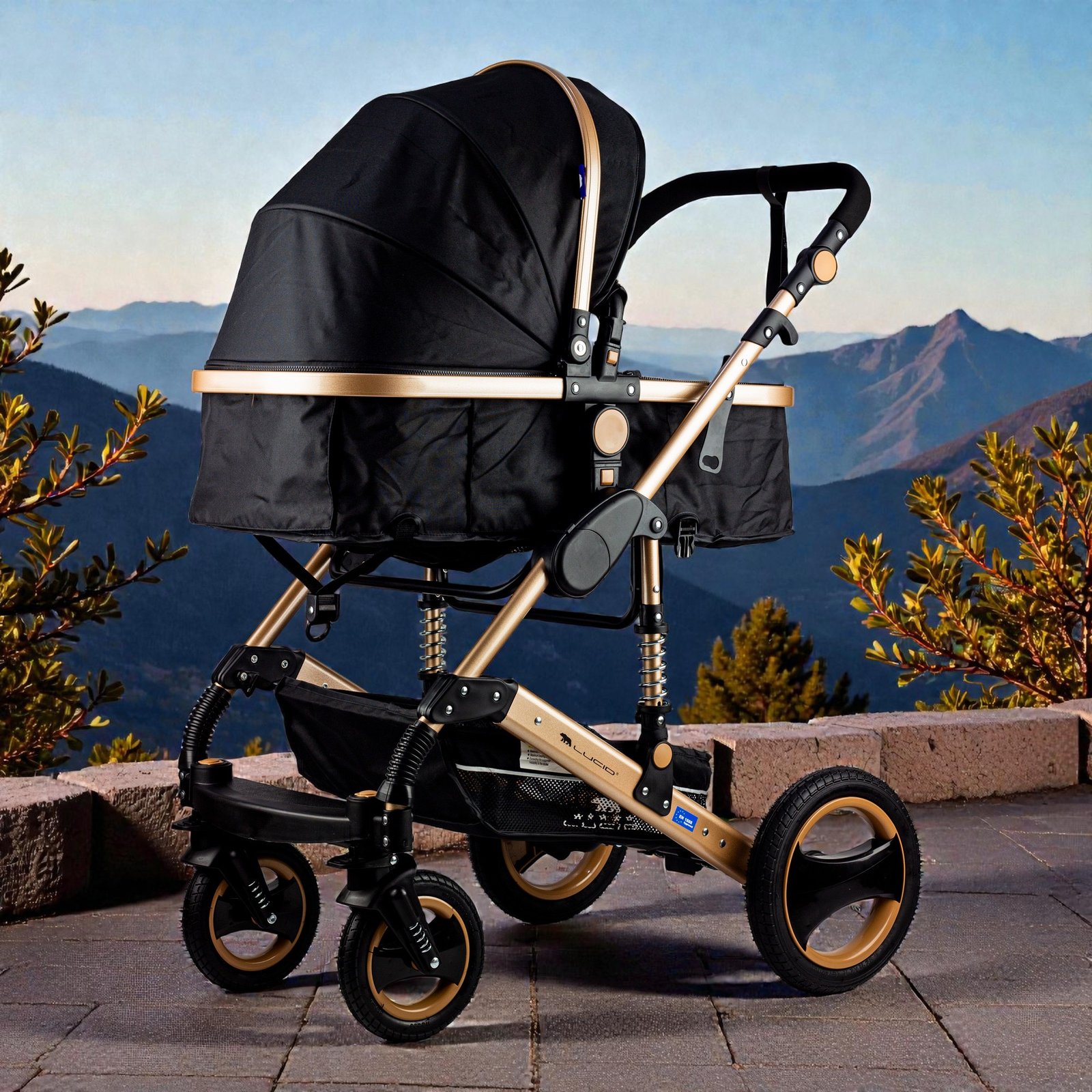 sena plus – سترولر بيبى فاخره كاريكوت الحجم الكبير من لوسيد لون اسود موديل