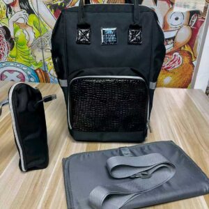 افضل حقيبه لوازم الأمهات الأصلية الإصدار الاحدث من لوسيد حقيبه (جلد) ومقاومة للمياه مع مفرش غيار وحافظه للببرونه حراريه بوصله تسخين-اسود