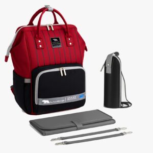 Home حقيبه لوازم الأمهات الإصدار الاحدث من لوسيد حقيبه (جلد) ومقاومة للمياه مع مفرش غيار وحافظه للببرونه حراريه بوصله تسخين احمر