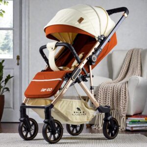 Home easy go – سترولر بيبى فاخره هاندل مزوده باربع عجلات متحركه360 درجه من لوسيد بنى موديل