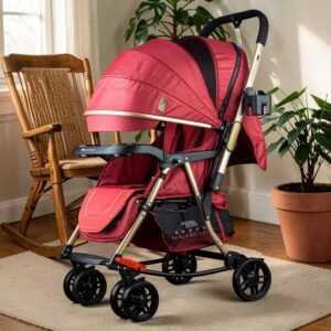 glory – سترولر بيبى 4*1 هزاز وثابت فاخره مزوده ببطانه طبيه عاليه الكثافه من البراند لوسيد احمر موديل