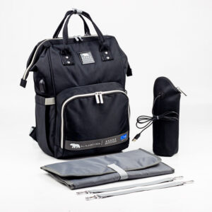 Home حقيبه لوازم الأمهات الإصدار الاحدث من لوسيد مقاومة للمياه مع مفرش غيار وحافظه للببرونه حراريه بوصله تسخين اسود