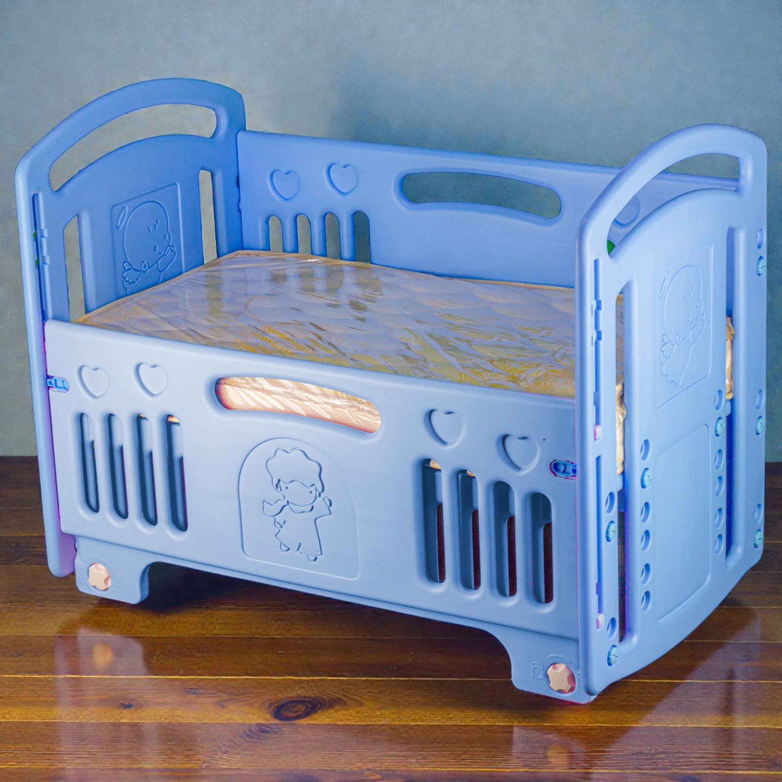 أفضل سرير أطفال 3*1 بالمرتبه بلاستيك صلب 3 مستويات موديل بست بيبى من لوسيد مع امكانيه ضمه لسرير الام ، سهل الفتح والتركيب للتخزين ويمكن غسله بالمياه اللون الازرق أفضل سرير أطفال 3*1 بالمرتبه بلاستيك صلب 3 مستويات موديل بست بيبى من لوسيد مع امكانيه ضمه لسرير الام ، سهل الفتح والتركيب للتخزين ويمكن غسله بالمياه اللون الازرق