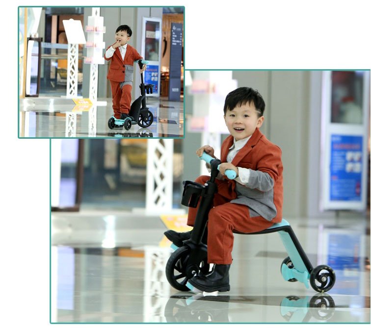 سكوتر 3 في 1 للأطفال سكوتر قابل للطي للأطفال الصغار دراجة ثلاثية العجلات متوازنة مع 3 قابلة للتعديل