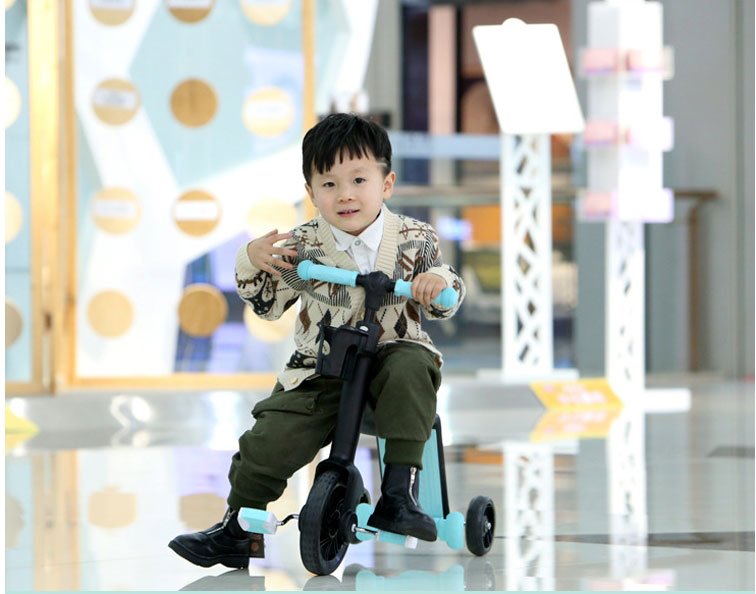 سكوتر 3 في 1 للأطفال سكوتر قابل للطي للأطفال الصغار دراجة ثلاثية العجلات متوازنة مع 3 قابلة للتعديل